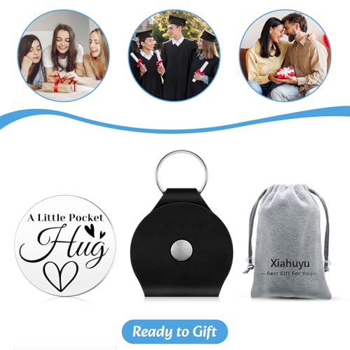 Xiahuyu Pocket Hug Token Keepsake Memorial Sympathy Gifts for Loss of Loved One Remembrance Bereavement Gift Idea for Loss of Mom Dad Condolence Grief Gift for Women Men with Leather Keychain