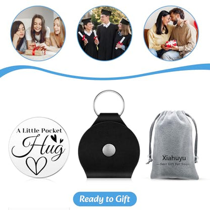 Xiahuyu Pocket Hug Token Keepsake Memorial Sympathy Gifts for Loss of Loved One Remembrance Bereavement Gift Idea for Loss of Mom Dad Condolence Grief Gift for Women Men with Leather Keychain