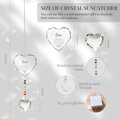 Hegelda Memorial Gifts for Loss of Son Crystal Suncatcher - style: Son