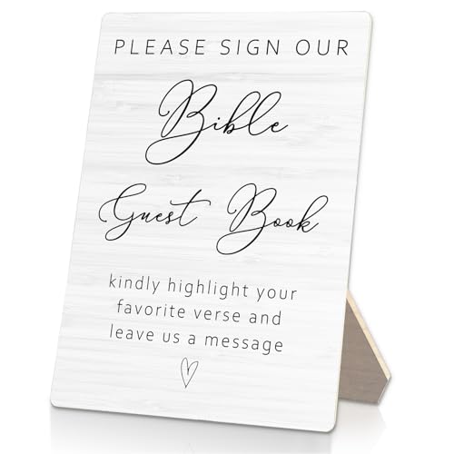 Bible Guest Book Wedding Wooden Sign Stand 5x7inch, Wedding Sign Stand, Wedding Signs for Ceremony and Reception, Wedding Table Decorations Table Sign - color: Bible, size: 5x7inches