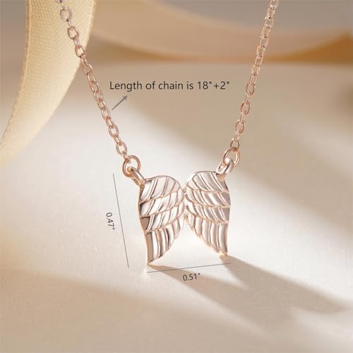 Little Hug from Heaven Angel Wings Necklace Gift for Women, Guardian Angel Sympathy Condolence Gift for Loss Mom Dad - style: angel wings neck rose