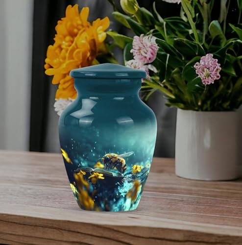 Bee Funeral Urns for Human Ashes Adult Female - Cremation for Men Ashes - Small Keepsake Urn for Women - Mini Human Urns - Burial Adult Urn for Male - 3 Inch - Pack of 1