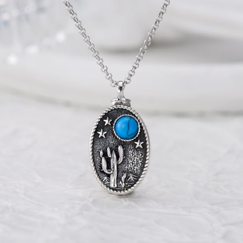 PELOVNY Urn Necklaces for Ashes of Loved Ones 925 Sterling Silver Personalized Heart Locket Urn Necklace Cremation Keepsake Memorial Jewelry Gifts for Women Men - color: Cactus Urn