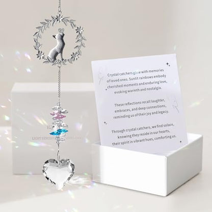 Hegelda Cat Memorial Gifts for Loss of Cat Crystal Suncatcher Ornaments | Pet Sympathy Gifts Stained Glass Decor, Remembrance Keepsake, In Loving Memory Passing Gift - style: Cat-Heart