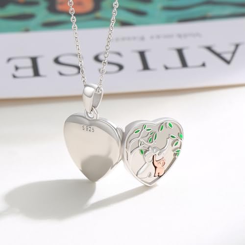 TUGHRA Locket Necklaces That Holds Picture Sterling Silver Elephant Locket Heart Pendant Necklace Photos Jewelry Gifts for Women Teen Mom Daughter - style: 05-White Gold