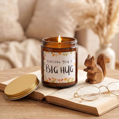 MULCHUM Lavender Scented Candle, Thinking of You Hug Gift for Friends | Relaxing Natural Soy Wax Jar Candle for Women Girlfriend Mom Sisters Stress Relief, 7oz 45 Hours Long Lasting Burn - color: Hug