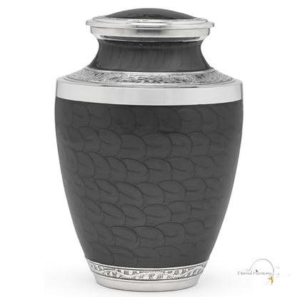 Eternal Harmony Large Urn for Ashes, Adult Male & Female Cremation Urn for Human Ashes with Elegant Finishes, Secure Seal & Velvet Bag, Funeral Vase for Men & Women Up to 200 lbs (Black)