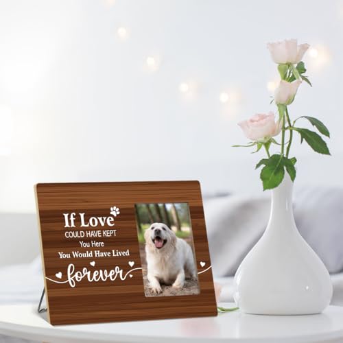 OTINGQD Dog Memorial Picture Frame Gift,If Love Could Have Kept You Here You Would Have Lived Forever Wooden Photo Frame for Tabletop Wall Display,Dogs Memorial Gifts for Loss of Dog - style: Dog Memorial Gifts-2