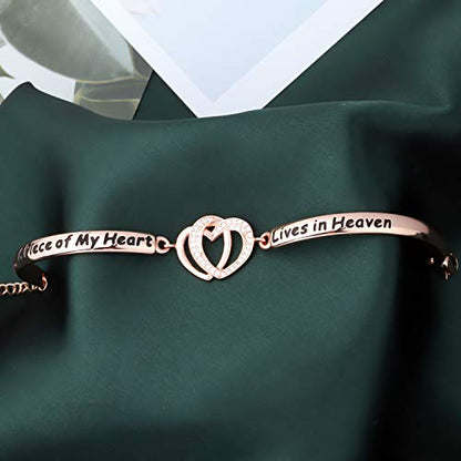 FAADBUK Memorial Jewelry Loss Gift A Piece of My Heart Lives In Heaven Bracelet In Memory of Loved Son Daughter Sympathy Gift - color: A Piece Of C-RG