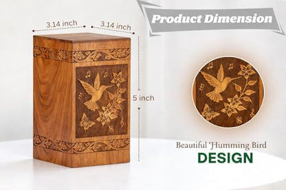 Cremation Urns for Human Ashes Adult Male Female - Wooden Humming Bird Funeral Cremation Urn Hand-Crafted - Burial Funeral Memorial Urns for Ashes (Large) - size: Large