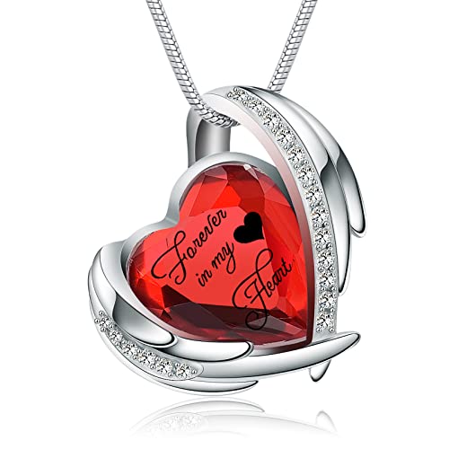 Heart Crystal Cremation Urn Necklace for Ashes, Stainless Steel Cremation Jewelry for Ashes Memorial Pendant Ashes Urn Necklace with Engraving and Filling Kit - color: Red Crystal