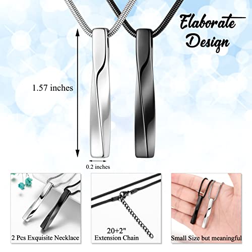 2 PCs Cremation Jewelry for Ashes Twist Bar Urn Necklace for Ashes Cremation Memorial Jewelry Stainless Steel Ashes Jewelry Keepsakes For Women Men - style: Twist