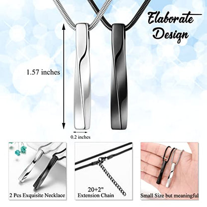 2 PCs Cremation Jewelry for Ashes Twist Bar Urn Necklace for Ashes Cremation Memorial Jewelry Stainless Steel Ashes Jewelry Keepsakes For Women Men - style: Twist