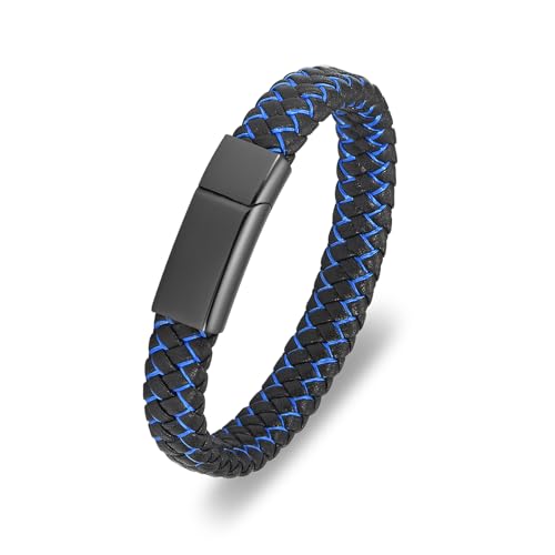 love of life Genuine Leather Cremation Bracelet for Ashes Cremation Jewelry | Keepsake Memorial Cuff Urn Bangle for Ashes,Braided Leather Wristband,Ashes Bracelet for Men Women,Memory Gift,with Fill Tool - color: B-Blue-20cm