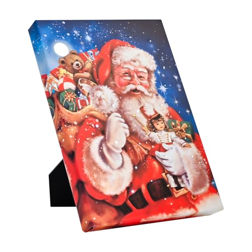 DEMAGNNIE Lighted Canvas Art 6H Timer 8x6 Santa Tabletop Wall Dual Use - color: Santa Christmas Gifts, size: 8"L x 6"W