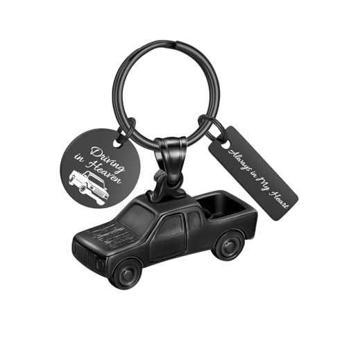 shajwo Pick Up Truck Urn Necklaces for Ashes for Men - color: Keychain-Black