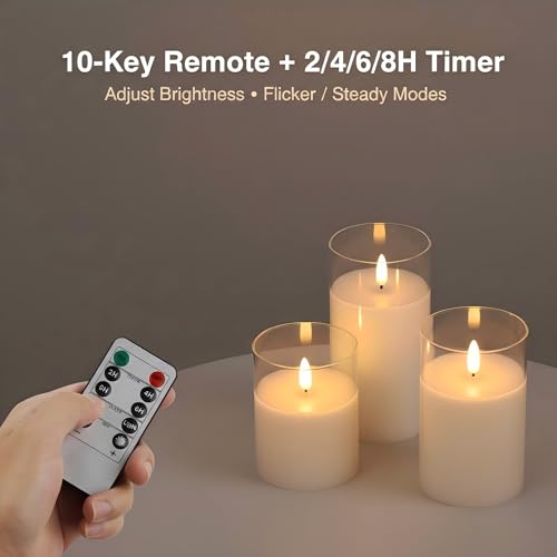 ANGELLOONG Flickering Flameless Candles with Remote, Clear White Glass - color: Clear Glass