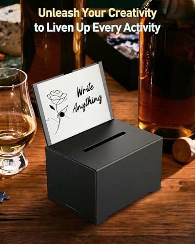 Uniclife 6.4"x 4.7" x 4" Black Metal Donation Box with Slot Lock - size: 1 Pack