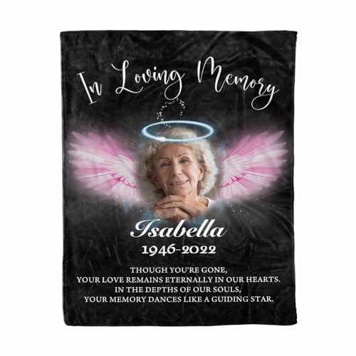 LOSARON Personalized Memorial Blanket with Photos & Name,A Letter from Heanven Sympathy Blanket,Loss of Dad Mom Husband Wife Friend - color: 1 Photo-1