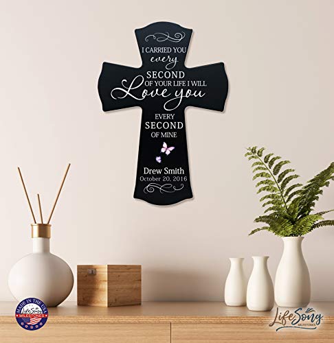 LifeSong Milestones Memorial Wooden Cross 8.5x11 I Carried You (Butterfly) Condolence Funeral Remembrance in Loving Memory Bereavement Gift for Loss of Loved One (Black) - color: Black