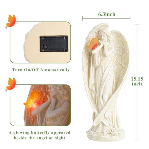 Angel Garden Statues Outdoor, Angel Figurine with Butterfly Solar Lights - style: Butterfly-2