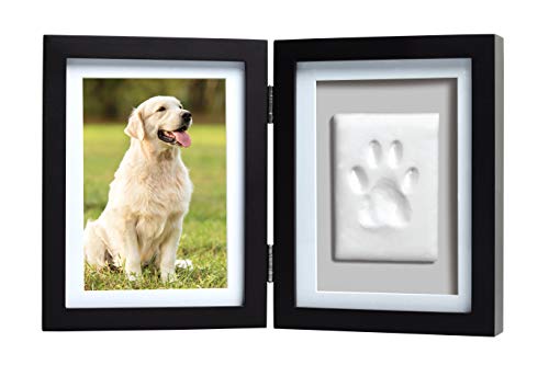 Pearhead Pet Paw Print Photo Frame With Clay Imprint Kit - Wooden Pet Paw Print Frame, DIY Memorial Keepsake for Cats and Dogs, No Mess Clay for Perfect Pawprints, Ideal Home Decor and Gift, Black - color: Black Pawprint Desk Frame