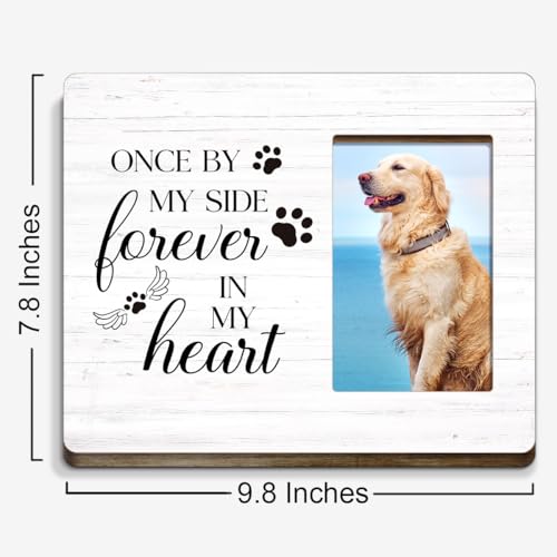 Pet Memorial Gifts for Dogs,Sympathy Gift for Loss of Dog,Remembrance Gifts for Loss of Dog,Once by My Side Forever in My Heart Wood Picture Frame - style: forever in my heart