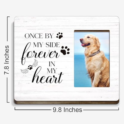 Pet Memorial Gifts for Dogs,Sympathy Gift for Loss of Dog,Remembrance Gifts for Loss of Dog,Once by My Side Forever in My Heart Wood Picture Frame - style: forever in my heart