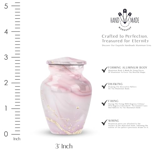 Blush Pink Abstract Cremation Urn for Human Ashes - color: Blush Pink Classic, size: 3 Inch - Pack of 1