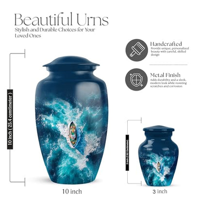Sailing Ship Keepsake Urn 3 Inch - color: Ship Blue Urn-4, size: 3 Inch