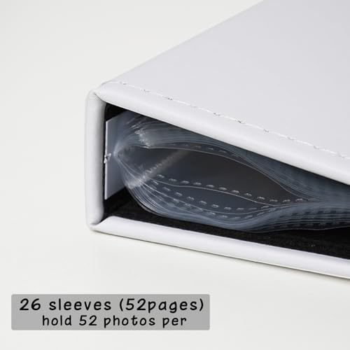 Photo Album 5x7 52 Pockets Pack of 2 Leather Cover Picture Book Holds 5x7 Photos for Wedding, Baby, Family, Graduation - color: White, size: 5x7 (2 PK)