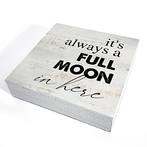Rustic Full Moon Bathroom Wood Box Sign Humor Toilet Wooden Box Sign - color: MOON