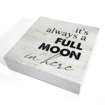 Rustic Full Moon Bathroom Wood Box Sign Humor Toilet Wooden Box Sign - color: MOON