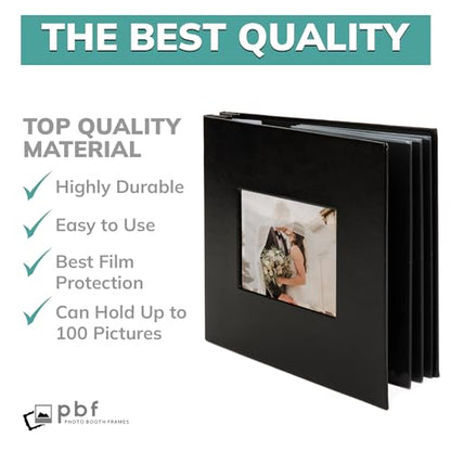 pbf Scrapbook Photo Album, Guest Book with Photo Insert, Black Scrapbook with Plastic Sleeves & Black Pages, Album for 4x6 Photos, Memory Book, Wedding