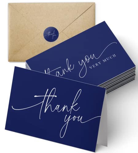 Thank You Cards | Bulk Greeting Cards | 100 Pack (Navy Blue) | 4"x6" Navy Blue Professional Looking, For Business, Baby Shower, Wedding, Small Business, Graduation, Bridal Shower, Funeral - color: Navy Blue
