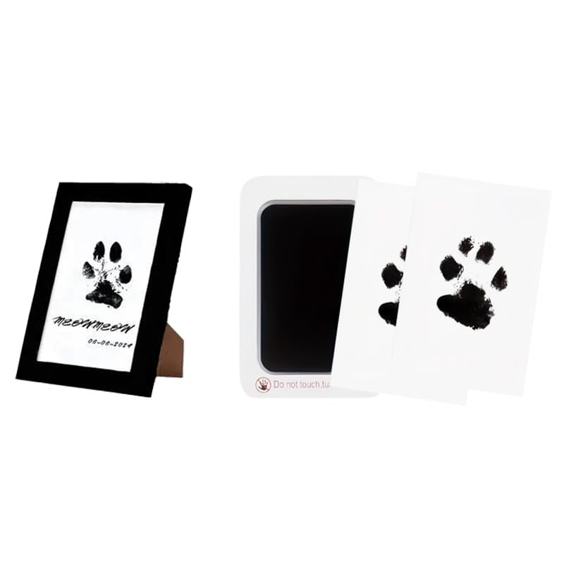 Inkless Paw Print Kit for Dogs - Mess-Free Dog Paw Print Kit, Pet Paw Impression Kit for Cats & Babies, Clean Touch Dog Print Kit with Ink Pad & Wooden Frame, Keepsake Gift for Pet Lovers & New Moms