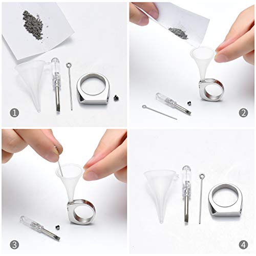 Minicremation Cremation Jewelry for Ashes Geometry Simple Style Memorial Urn Ring Ashes Holder with Fill Kit Keepsake Cremation Ring for Men - color: Silver