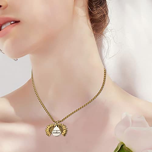 Music Box You are My Sunshine with Sunflower Necklace, Wooden Hand Cranked - style: You are My Sunshine B