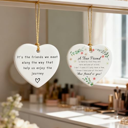 A True Friend is Hard to Find They are Rare and One of a Kind - Birthday, Christmas Friendship Gift | Gifts for Best Friend, Bestie, Female BFF | Ceramic Keepsake, Friendship Christmas Ornament - color: A True Friend