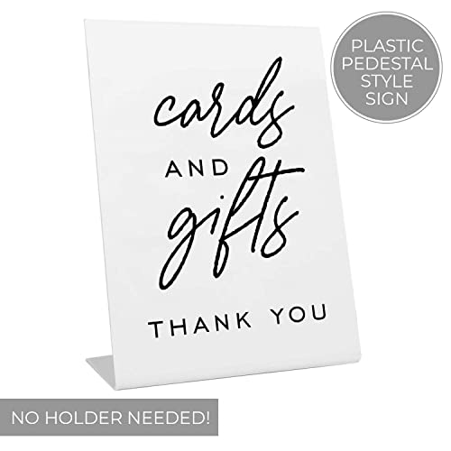 Cards And Gifts Event Sign / 6" x 8" Plastic Pedestal Wedding Sign/Classic Black And White Thank You Cards And Presents Graduation Anniversary Party Table Top Signage/Made In The USA - color: Classic, style: Gifts & Cards