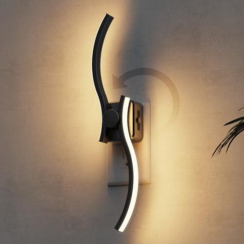 L LOHAS LED Night Light, 2 Pack Night Lights Plug into Wall | Modern Wall Sconces with Dusk to Dawn Sensor, Dimmable Wave Plug in Night Light, 3000K Soft White for Bedroom Living Room - color: Wave-3000K, size: 1 Pack