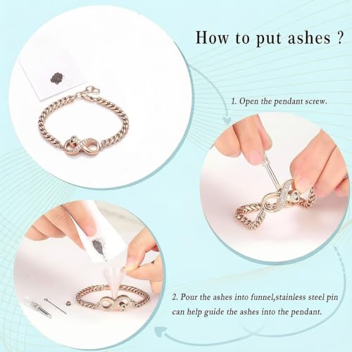 zeqingjw Heart Urn Bracelet for Ashes for Women Stainless Steel Cremation Bangle Jewelry Adjustable Keepsake Memorial Bracelet Loved Ones Ashes Holder Keepsake - color: Infinity-Rose Gold