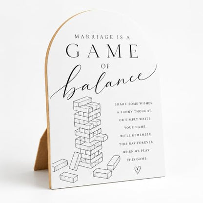 Marriage Is a Game of Balance Sign, Tumbling Tower Game Sign - color: Tumbling Tower