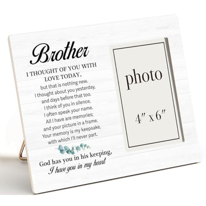 Memorial Gifts for Loss of Brother Picture Frame, Brother Loss Sympathy Gifts, I Have You in My Heart Photo Frame for 4 x 6 Inch Photo - color: Brother