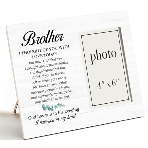 Memorial Gifts for Loss of Brother Picture Frame, Brother Loss Sympathy Gifts, I Have You in My Heart Photo Frame for 4 x 6 Inch Photo - color: Brother