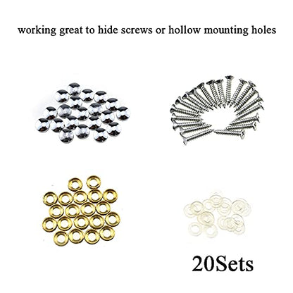 Hahiyo 10mm Diameter Mirror Screws Brushed Stainless Steel Solid Easy Install Brass Washer Decorative Caps Fasteners Nails Silver 20 Pairs for Bathroom Mirrors Panels Kitchen Ceiling Arts Crafts - size: 10mm-20sets-Silver