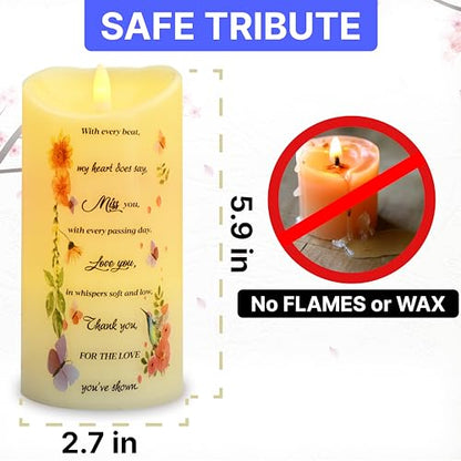 Skywin Flameless Memorial Candles for Deceased (Miss You), 5.9 x 2.7 Inches LED Memorial Candles for Loss of Loved Ones, Remembrance and Sympathy Gift