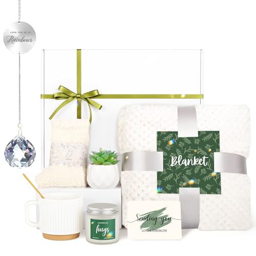Sympathy Gift Basket for Loss of Loved One with Memorial Crystal Suncatcher | Bereavement Grief Care Package for Loss of Mother Father Husband Friend Child Baby, Condolence Gift Box for Women Men Healing