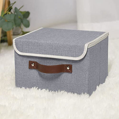 ANMINY Fabric Storage Box Bins with Lids, Gray, 10"x8"x7" - color: Gray, size: Small (Pack of 1)