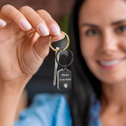 Pet Paw Cremation Jewelry Urn Keychain for Ashes for Women Men Memorial Keepsake Keychain - color: Black